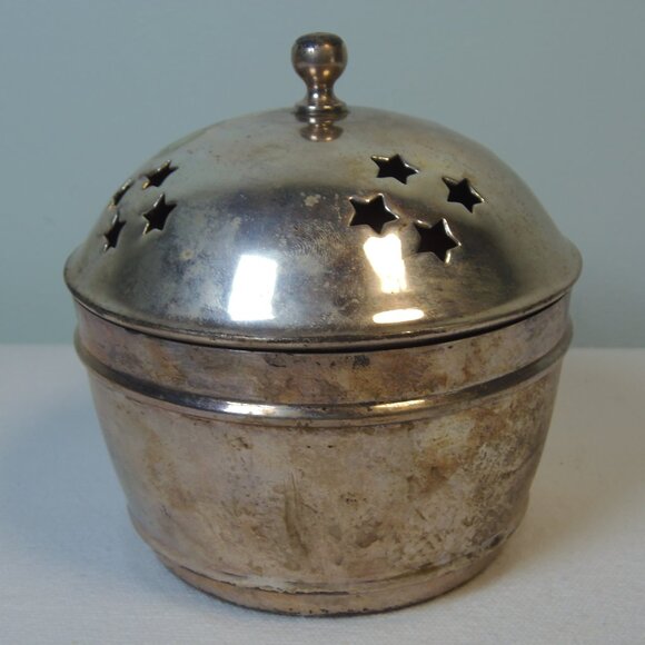 VTG Silver Plated Lidded Decorative Bowl for Trinkets Potpourri or Incense BoHo - Picture 1 of 6